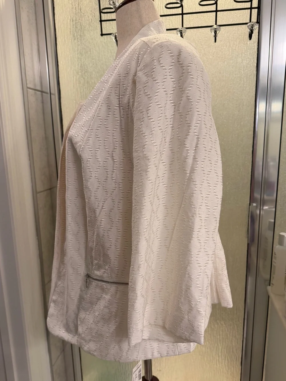 Roz & Ali Ivory Textured White Open-Front Blazer $20 BNWT